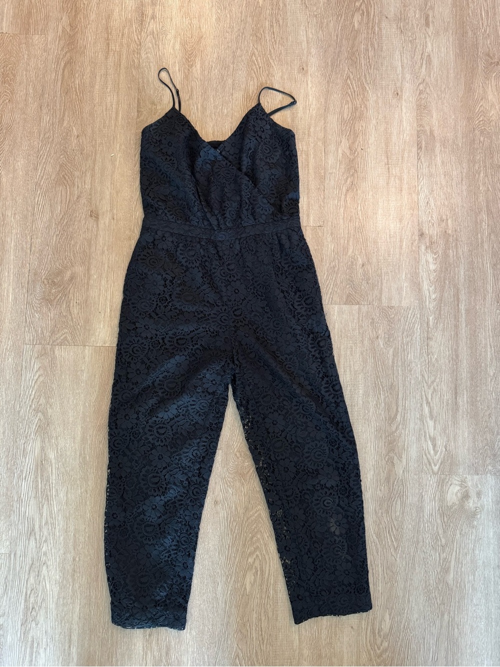 Madewell Black Lace Spaghetti-Strap Straight Leg Jumpsuit Small